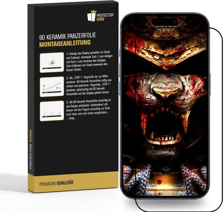 Produktbild Protectorking 1x Ceramic-Glass Full Cover HD Klar (1 Stück, Apple iPhone 15 Pro)