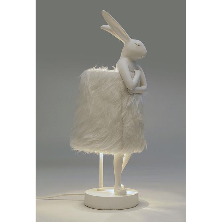 Actual product image Kare Design Animal Rabbit Fur table lamp white/silver 50cm (E14)