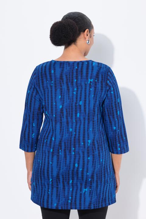 Immagine prodotto Ulla Popken Longshirt, Batikmuster, A-Linie, V-Ausschnitt, 3/4-Arm (50, 52)