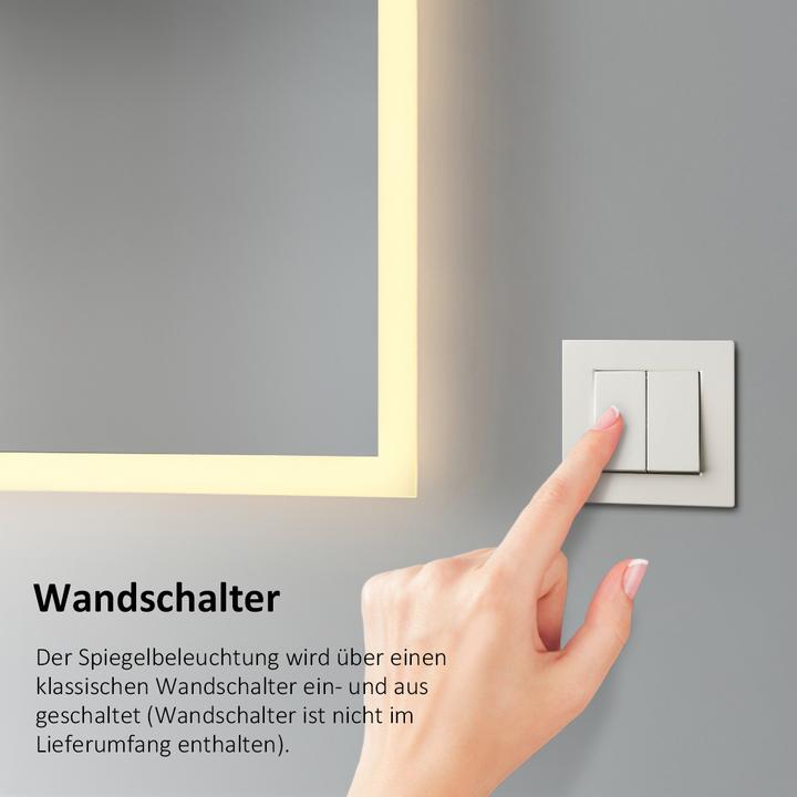Produktbild Emke Badspiegel mit Beleuchtung 80*60cm, Warmweiss3000K, Dimmbar, Wand Schalter