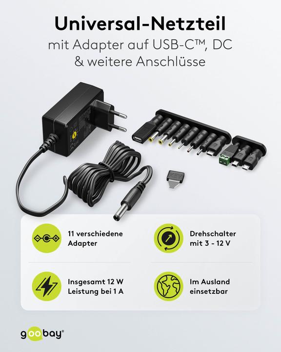 Actual product image Goobay Universal-Netzteil 3 V - 12 V