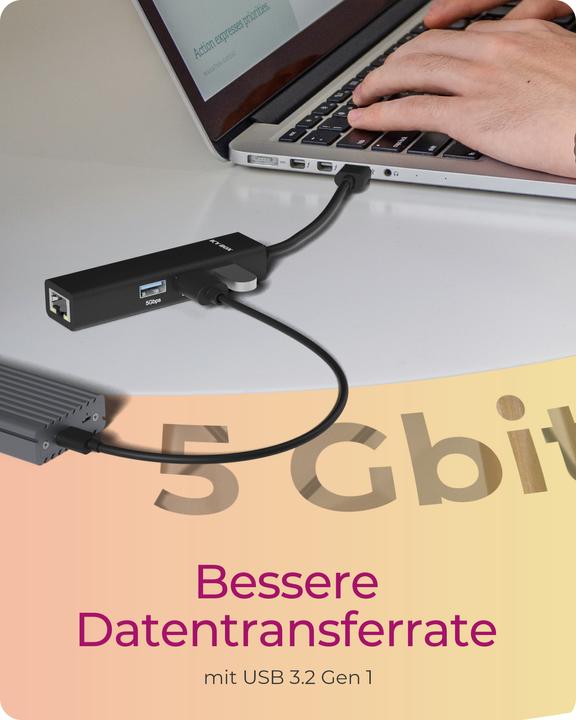 Actual product image Icy Box IB-HUB1439-LAN (USB-A, USB-C, 4 Ports)