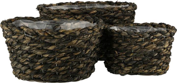 Actual product image Natura Punto Set of 3 Natural Grass Wicker Plant Pots, 3 Sizes, Dark Brown (24 cm)