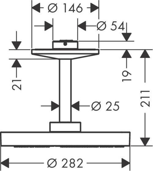 Actual product image Axor Overhead shower 280 2jet ONE with ceiling connection chrome (2 Beam types, 12.50 l/min)