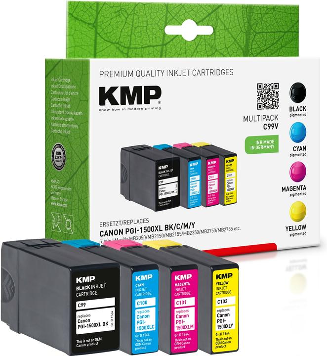 Image du produit KMP Tinte remplacé PGI1500XLBK, C, M, Y (9182B004) (M, C, Y, CF)