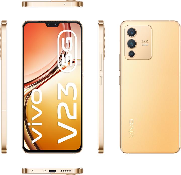Produktbild Vivo V23 5G (256 GB, Sunshine Gold, 6.40", Dual SIM, 64 Mpx, 5G)