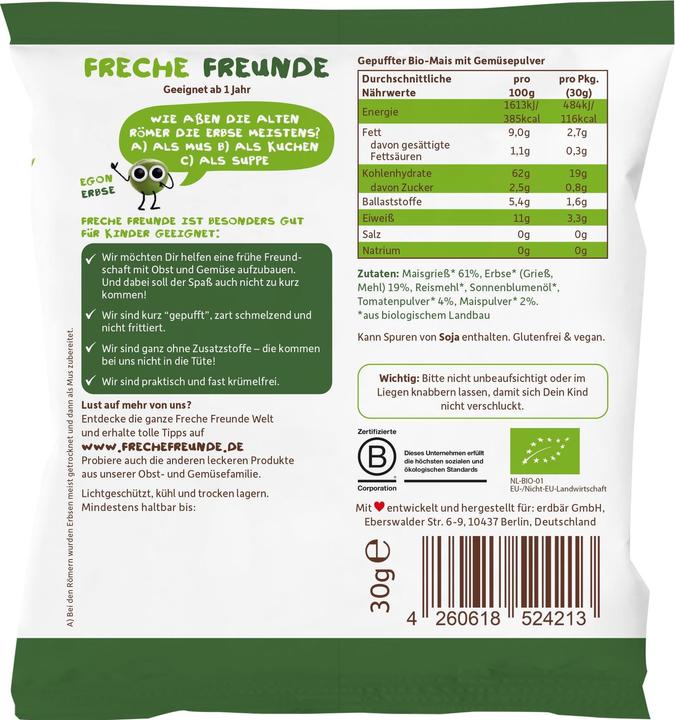 Nährwerte und Zutaten Freche Freunde Knusper-Sticks (30 g)