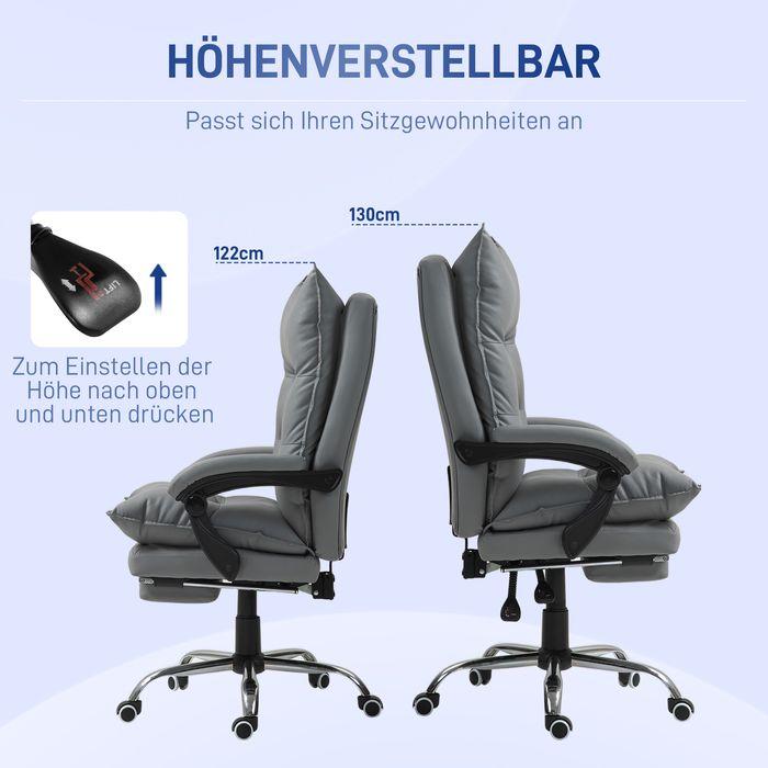 Immagine prodotto Swisshandel24 Bürostuhl mit Liegefunktion, ergonomisch Schreibtischstuhl Drehstuhl Dunkelgrau