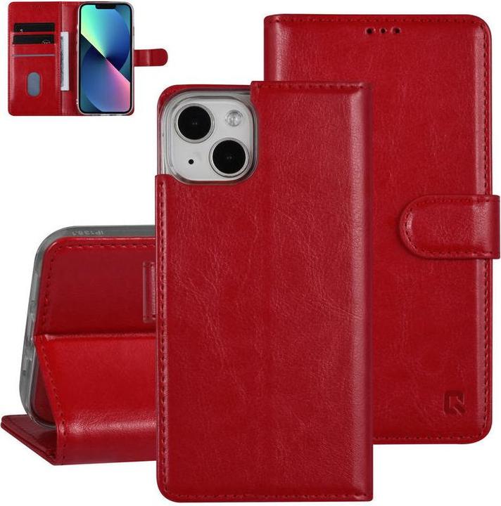 Actual product image UNIQ Accessory Case iPhone 13 - Book Case faux leather red with 3 card slots No.179.2 (Apple iPhone 13, Apple iPhone 16)