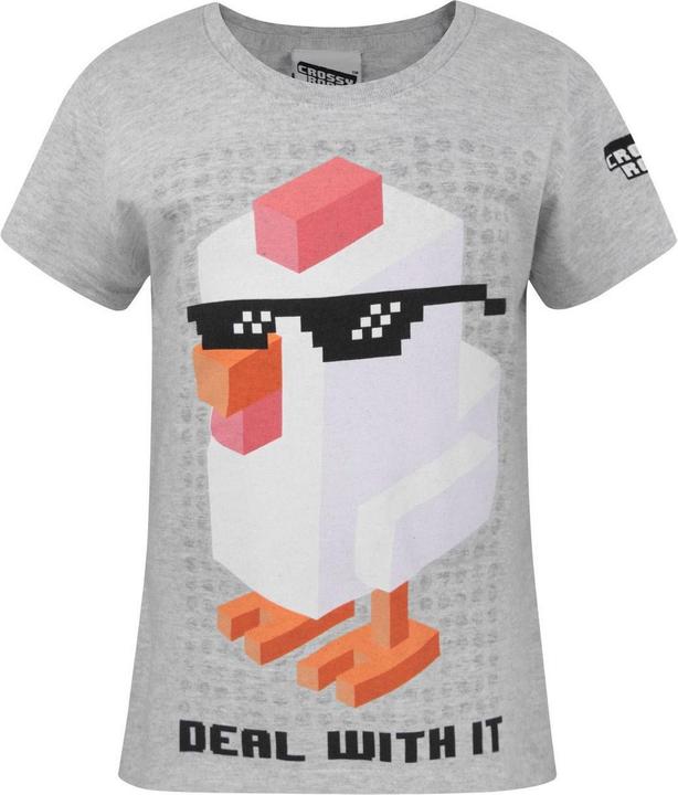 Crossy Road Mädchen Official Deal With It Kurzarm TShirt