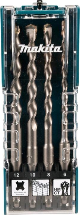 Makita Set Di Punte Per Trapano Sds-Plus Tct 4 Pezzi (6 mm, 12 mm, 10 mm, 8 mm)