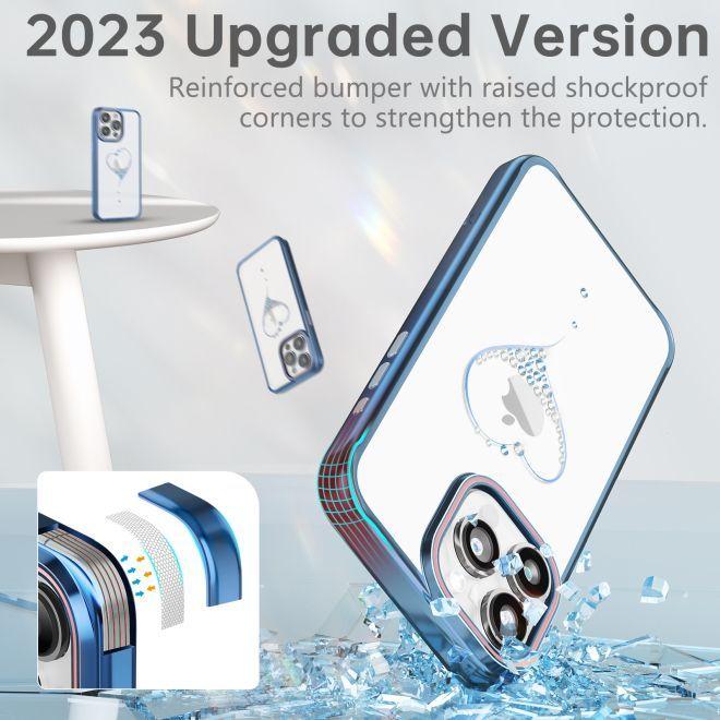 Immagine prodotto Kingxbar Custodia in silicone Wish Series con cristalli per iPhone 15 Pro - blu (Apple iPhone 15 Pro)