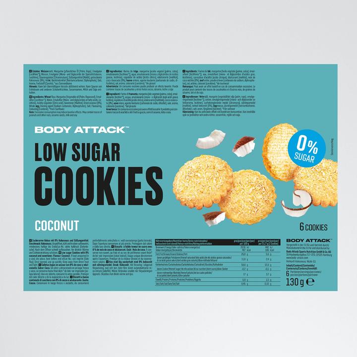 Immagine prodotto Body Attack Biscotti a basso contenuto di zucchero (115g) (Chocolate, Cocco, Nocciola, Mandorla, 1 pz., 115 g)
