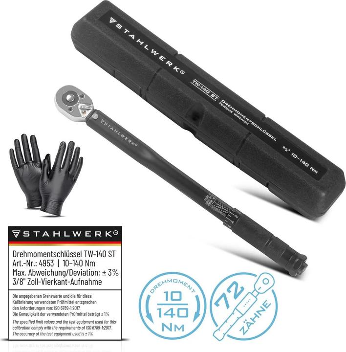 Actual product image Stahlwerk torque wrench TW-140 ST 10-140 Nm 3/8" inch reversible ratchet (3/8", 10 Nm, 140 Nm)