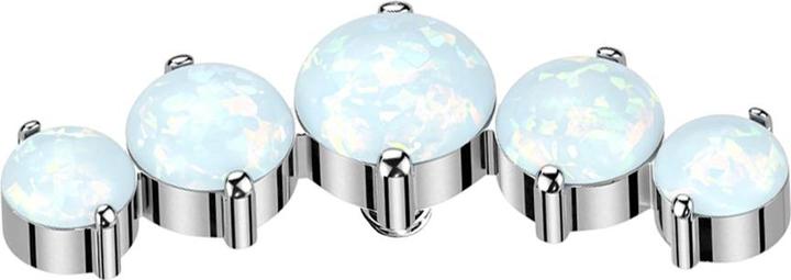 Produktbild Star Piercing Dermal Anchor gebogen silber fünf Opale weiss (Titan G23, ohne Messing)