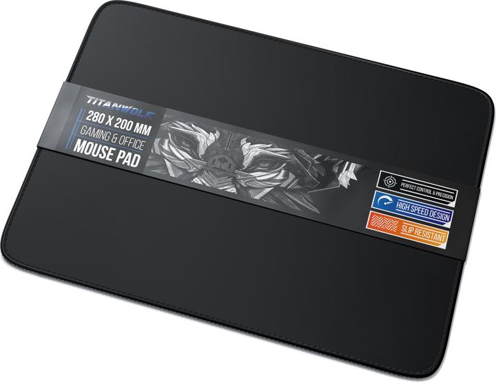 Actual product image Titanwolf Gaming mouse pad, speed gaming mouse mat 280 x 200mm, mouse pad with rubberised back, black