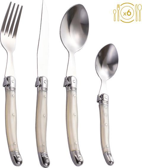 Actual product image Laguiole CUTLERY IVORY PLASTIC HANDLE 24 pieces (24 Piece, Cutlery set)