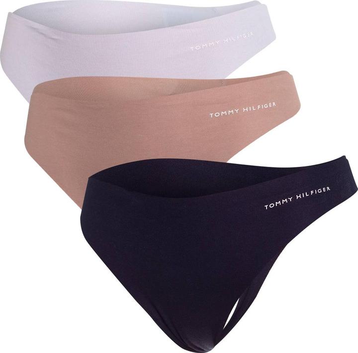 Tommy Hilfiger Damen 3P Thong Tangahöschen, Breezy Blue/Oat M/Desert Sky, S (S/M)