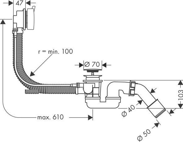 hansgrohe Axor Flexaplus S Komplettset, Ab- und Überlaufgarnitur, für Normalwannen 58316 (Überlaufgarnitur)