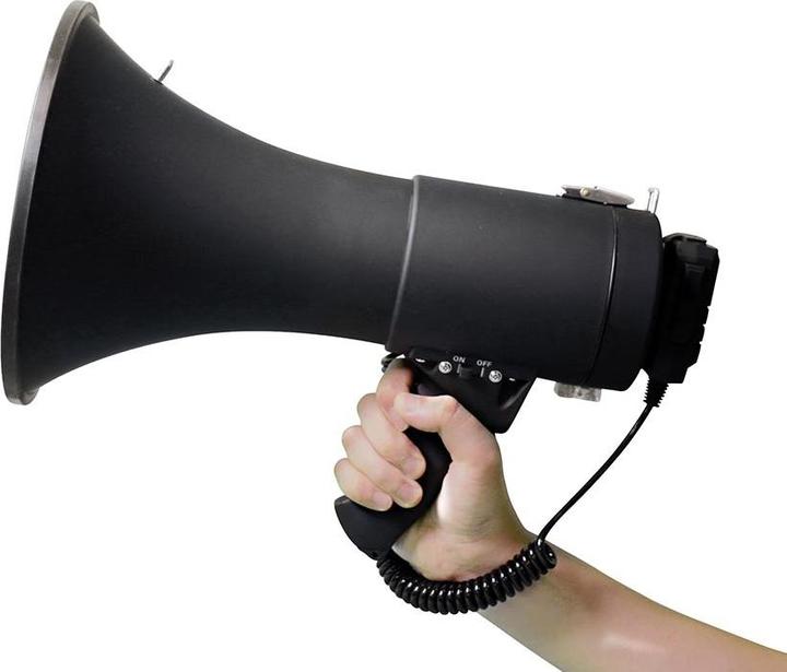 Image du produit Velleman Mégaphone puissant de 50 W avec sirène intégrée, fonction d'enregistrement, contrôle du volume, (Porte-voix)