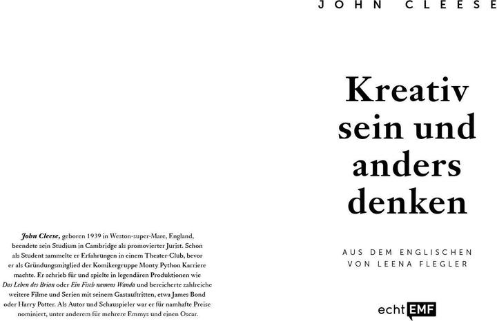 Produktbild Kreativ sein und anders denken – Eine Anleitung vom legendären Monty Python-Komiker (Deutsch, John Cleese, 2021)