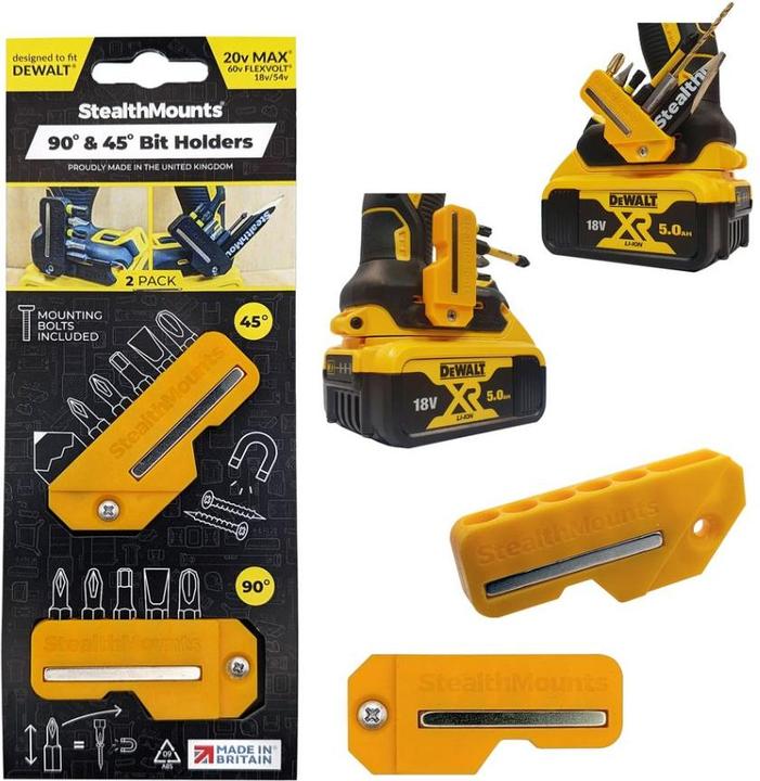 StealthMounts BH-DW-4590-YLW Gelber Bithalter für Dewalt (2er Set)