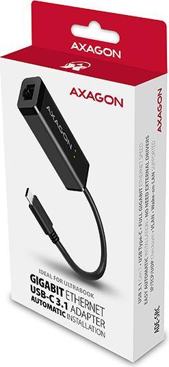 Image du produit Axagon ADE-SRC Adaptateur Gigabit Ethernet 10/100/1000 - USB 3.1 type C (USB-C 3.1 Gen 1, RJ45 (1x))