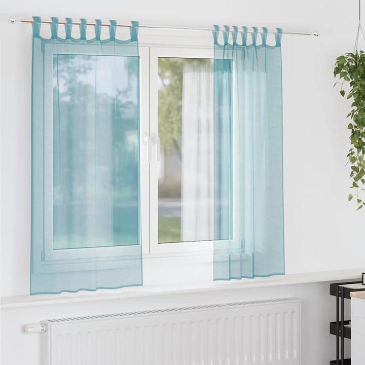 Actual product image VidaXL Voile curtains with rod pockets 2 pcs. Turquoise (140 x 175 cm)