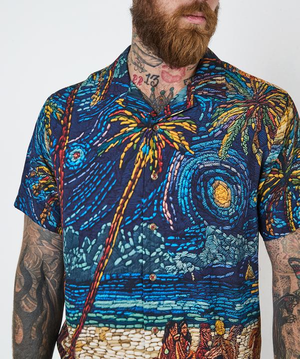 Actual product image Joe Browns Beach Mosaic Print Revere Collar Shirt (S)