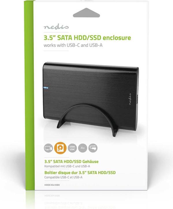 Image du produit Nedis Boîtier pour disque dur | 3.5 " | USB 3.1 Gen1 | USB Type-A / USB Type-C™ | Notebook / PC | Alumini (3.5")