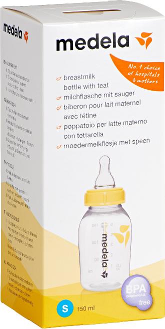 Produktbild Medela Milchflasche 150 ml mit Sauger S (langsamer Fluss / 0 bis 3 Monate) (150 ml)