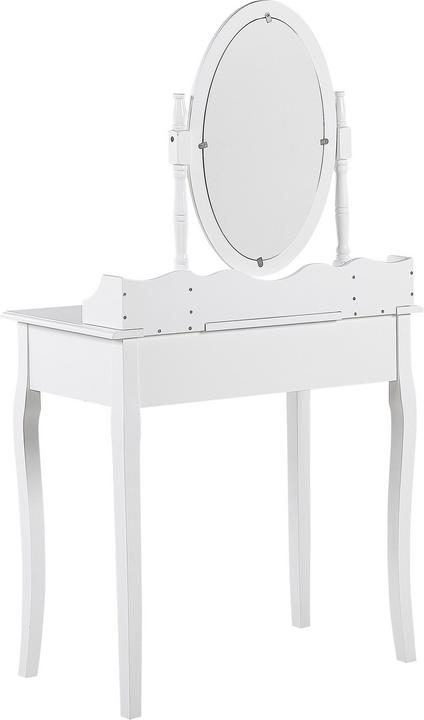 Produktbild Beliani Schminktisch mit ovalem Spiegel Hocker 1 Schublade weiss SOLEIL (39 x 30 x 47 cm)
