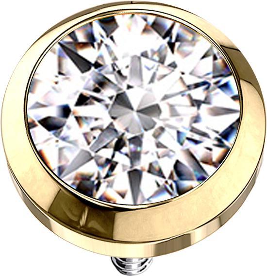 Produktbild Star Piercing Dermal Anchor vergoldet mit Kristall silber (ohne Messing, Titan G23)