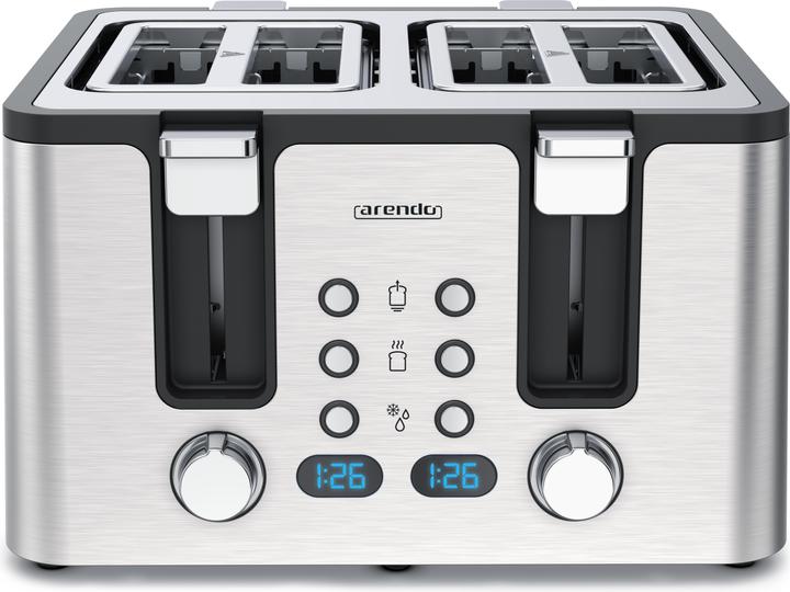 Immagine prodotto Arendo Toaster 4 Scheiben Kurzschlitz, Edelstahl, Automatik, Wärmeisolierendes Doppelwandgehäuse, 1750 W
