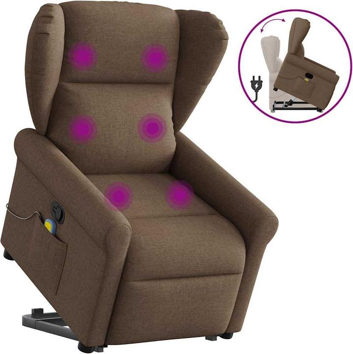 Immagine prodotto VidaXL Poltrona massaggiante con ausilio stand-up in tessuto marrone