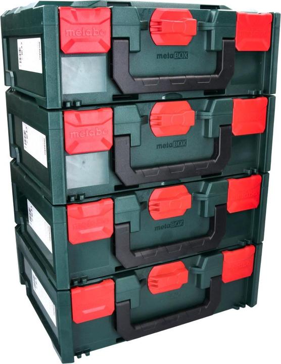 Produktbild Metabo metaBOX 145 Set 4x System Werkzeug Koffer Stapelbar 396 x 296 x 145 mm - ohne Einlage (4 Teile)