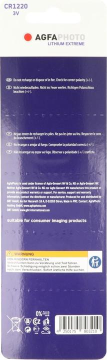 Immagine prodotto AGFAPHOTO Pila a bottone CR 1220 Litio 3 V 5 pz. (5 pz., CR1220)