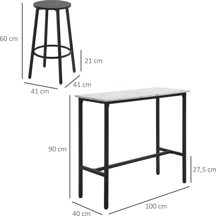 Actual product image Homcom Bar table set with steel frame (100 x 40 x 90 cm)