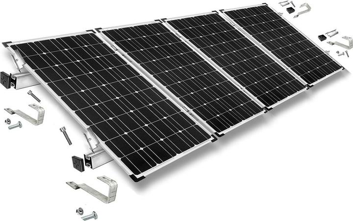 Actual product image Offgridtec Mounting kit with plain tile roof hooks for pitched roof mounting 4 solar panels Frame height 35mm (Solar system mounting material)