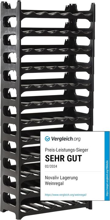 Produktbild Novaliv Weinregal für 72 Flaschen | Flaschenregal schwarz | Regal stabilem Kunststoff (Schwarz, 12) (72 Fl.)