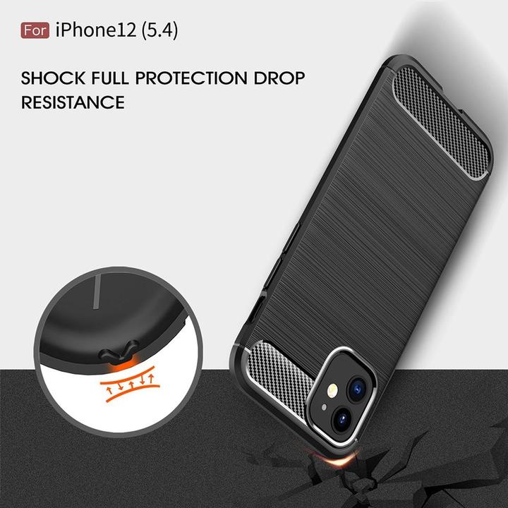 Produktbild König Design Hülle Handy Schutz für Apple iPhone 12 Mini Case Cover Bumper Carbon Optik Blau (Apple iPhone 12 mini)