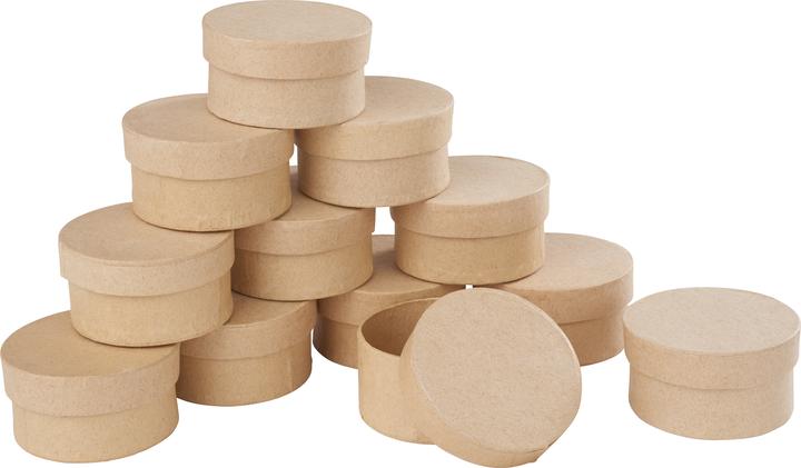 VBS XXL Pappschachteln "Rund", Natur, Ø 6 cm, H 3 cm, 12 Stück