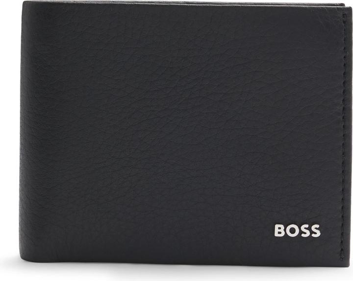 BOSS Leren Kaarthouder New Crosstown Wallet Black Zwart