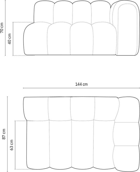 Actual product image Micadoni Right Modular Sofa, "Lupine", 2 Seats, 145x95x70Made in Europe (2 person sofa, 3-seater, 4-seater)