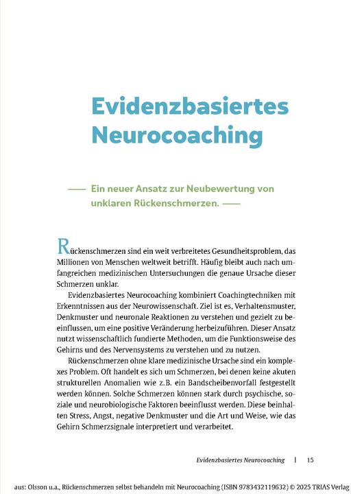 Produktbild Rückenschmerzen selbst behandeln mit Neurocoaching (Deutsch, Michael Weber, Nina Olsson, 2025)