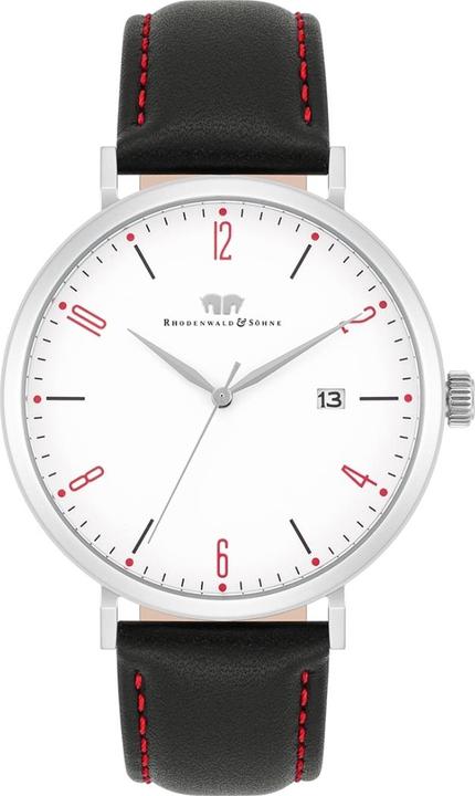 Quarzuhr Arakon II Echtleder Silber - 34074 (Analoguhr, 42 mm)