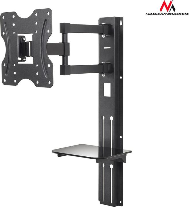 Immagine prodotto Maclean MC-771 - Supporto per monitor/TV VESA con ripiano, 23-42", nero, 30 kg (Muro, 42", 30 kg)