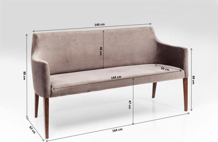 Produktbild Kare Design Bank Mode Velvet Grey (164 cm)