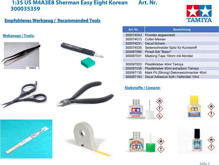 Immagine prodotto Tamiya U.S. Sherman M4A3E8 Easy Eight guerra di Corea