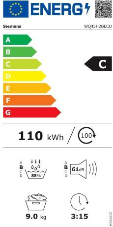 Energie-Label Siemens WQ45H2BECO (9 kg, Rechts)